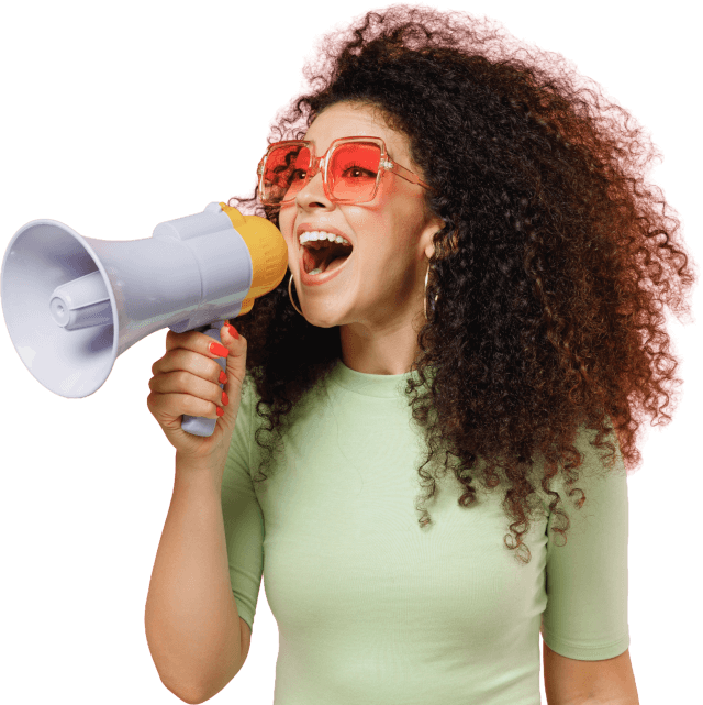 Dame mit Megafon